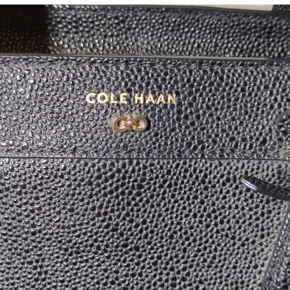 Cole Haan EVA Black Pebbled Leather Women's Tote/Crossbody Bag - Black - Picture 5 of 8